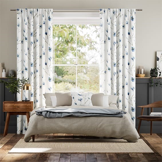 Magnolia Trail China Blue Curtains