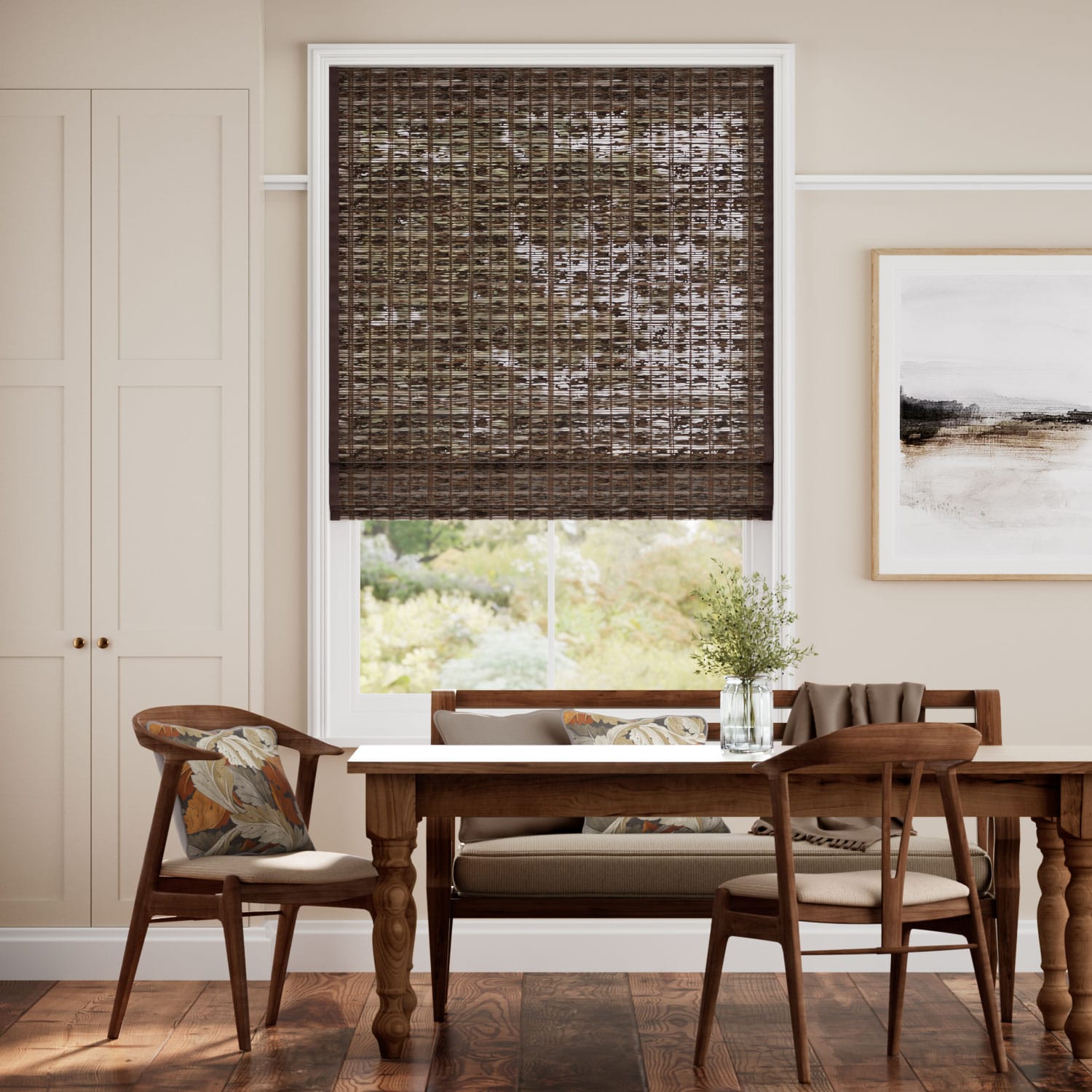 Maui Walnut & Acorn Roman Blind