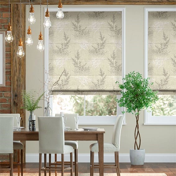 Moonlit Fern Faux Silk Golden Summer Roman Blind