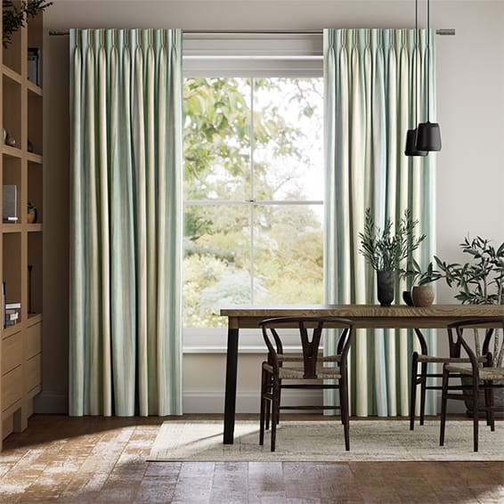 Oasis Stripe Aqua Blue Curtains