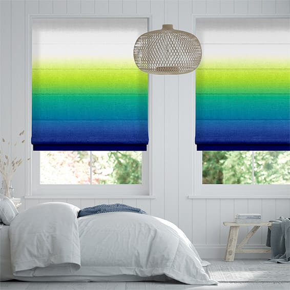 Ombre Navy Emerald  Roman Blind