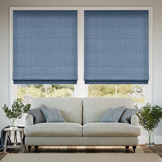 Paleo Linen Persian Blue Roman Blind