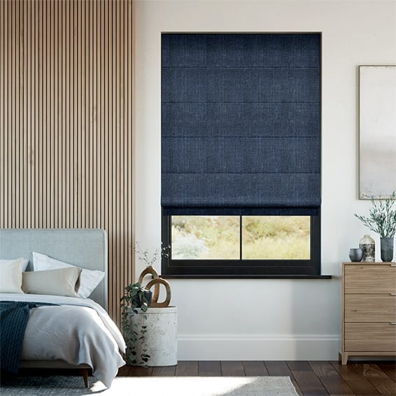 Paleo Linen Vintage Indigo Roman Blind