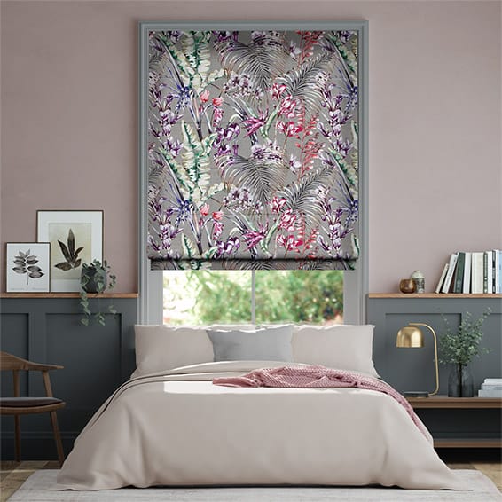 Paradise Botanical Magenta Roman Blind