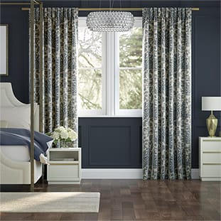 Pinion Vintage Linen Storm Blue Curtains thumbnail image