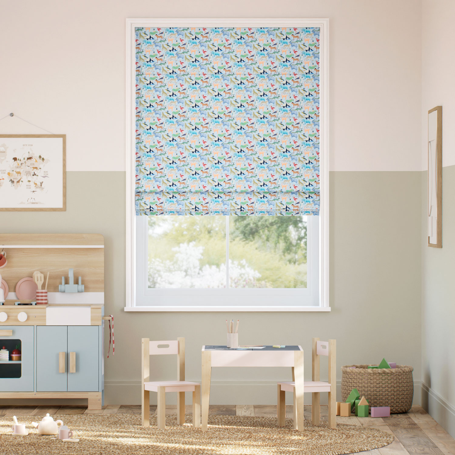 Quey Two Cornflower Roman Blind