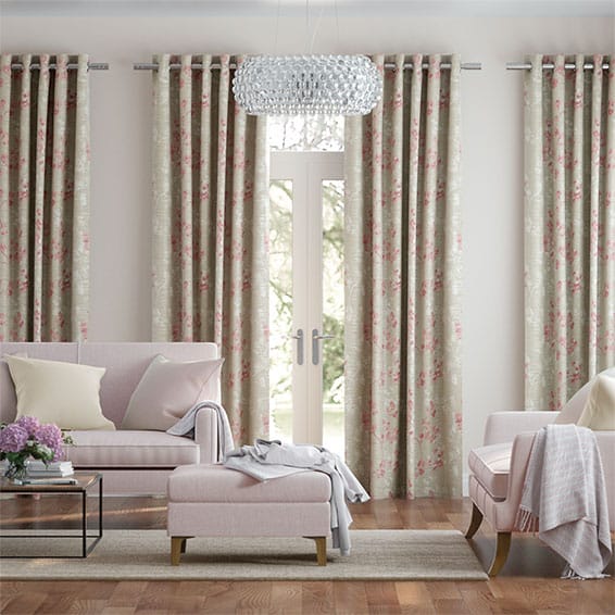 Renaissance Faux Silk Blush Pink Curtains