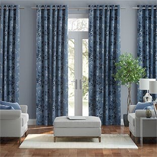 Renaissance Linen Blue Azure Curtains thumbnail image