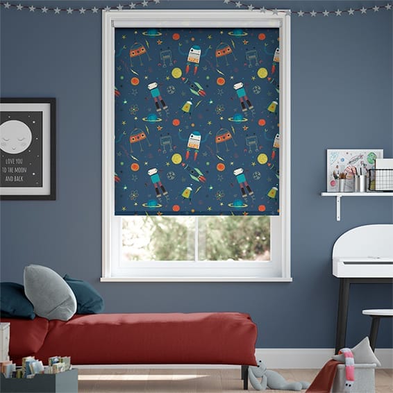 Robbie Robonaut Blackout Space Blue Roller Blind