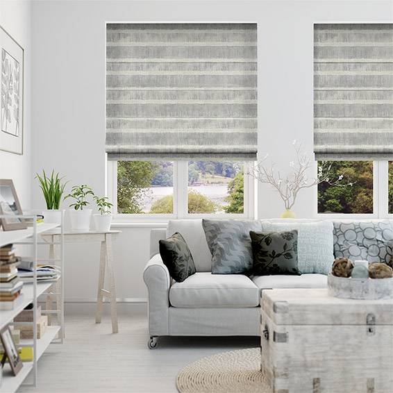 Santorini Silver Fog Roman Blind