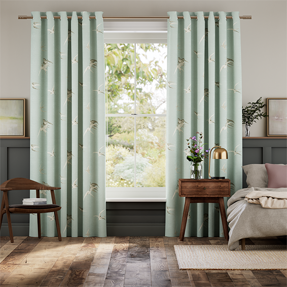 Sea Aves Soft Teal Curtains