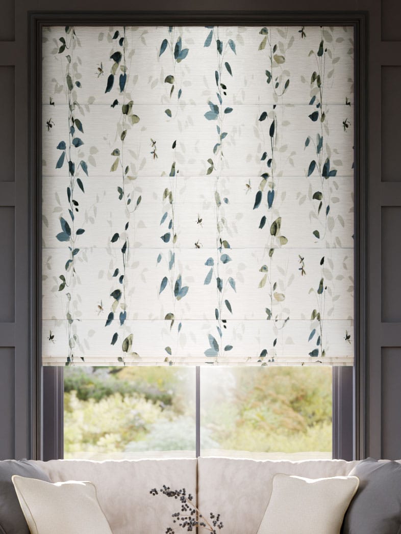 Secret Garden Faux Silk Inky Blue Roman Blind thumbnail image