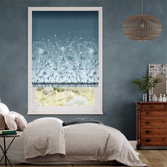 September Meadow Smoke Blue Roman Blind