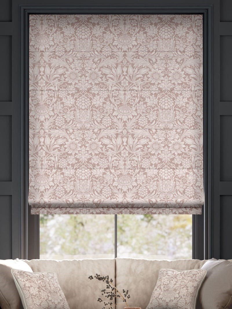 William Morris Sunflower Dusky Rose Roman Blind thumbnail image