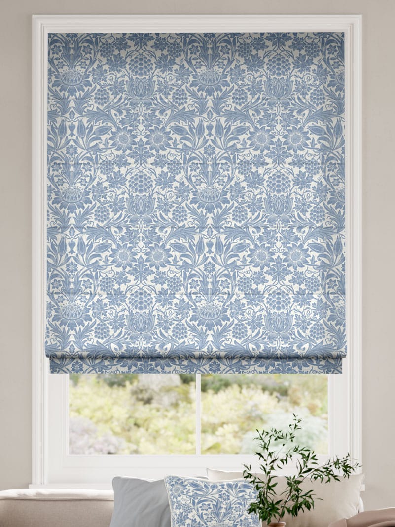 William Morris Sunflower Vintage Blue Roman Blind thumbnail image