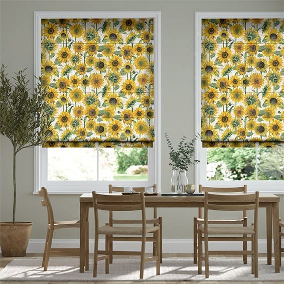 Sunflowers Yellow Roman Blind