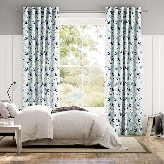 Blue Swallows Multi Curtains