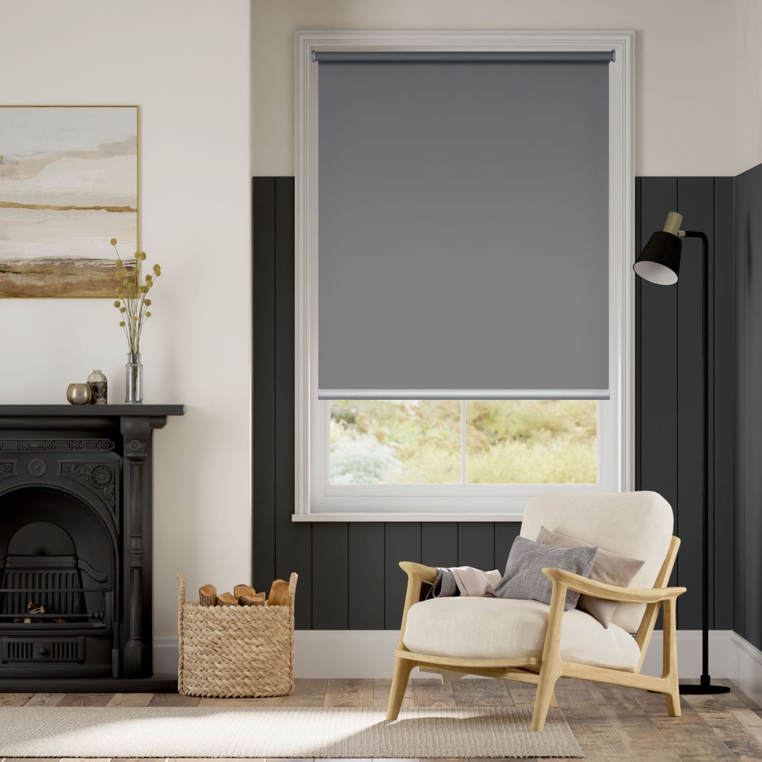 Electric Titan Harbour Grey Roller Blind