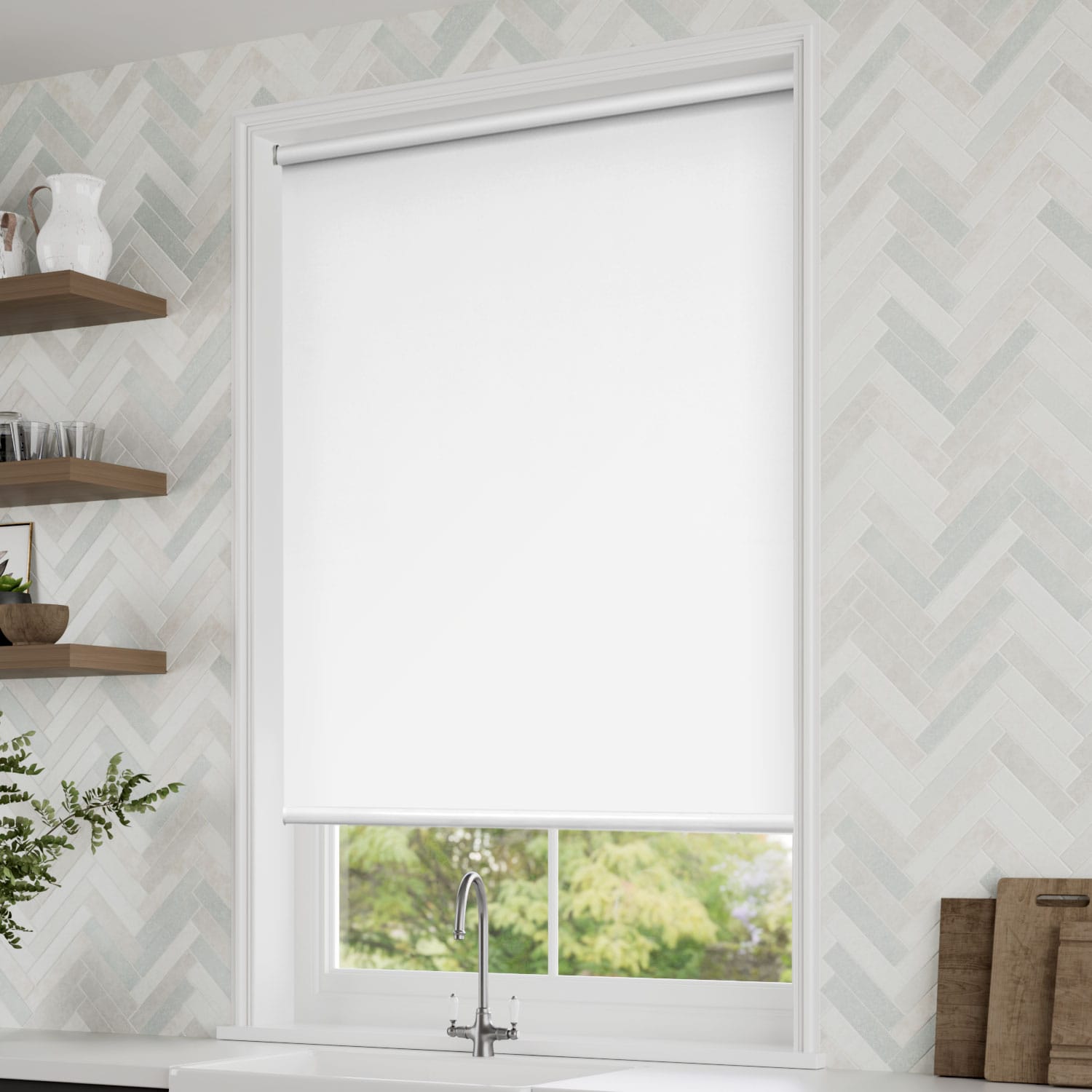 Titan Blackout Snow White Roller Blind