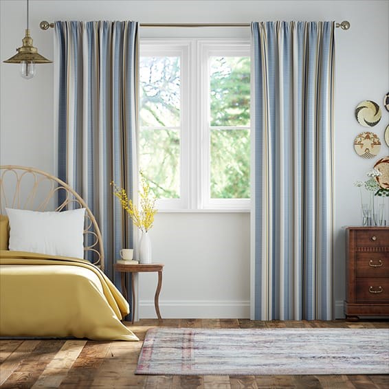 Truro Stripe Coastal Blue Curtains