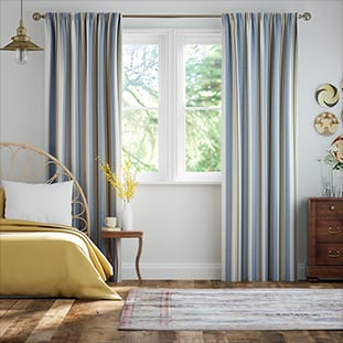 Truro Stripe Coastal Blue Curtains thumbnail image