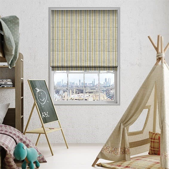 Twill Stripe Linen Citronella Roman Blind