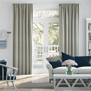 Twill Stripe Linen Deep Blue Curtains thumbnail image