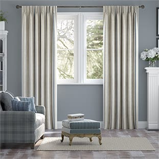 Twill Stripe Linen Ribbon Blue Curtains thumbnail image