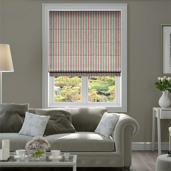 Twill Stripe Linen Strawberry Roman Blind