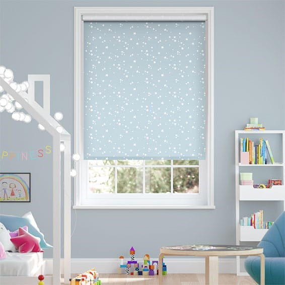 Twinkling Stars Blackout Baby Blue Roller Blind