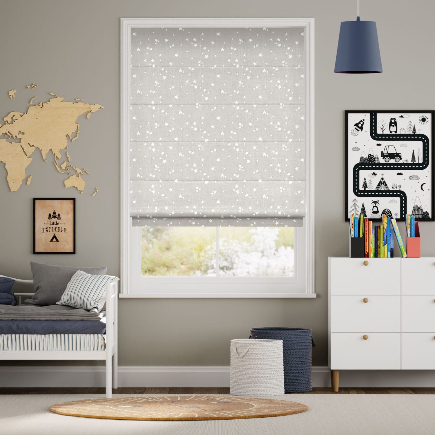 Electric Twinkling Stars Cloud Roman Blind