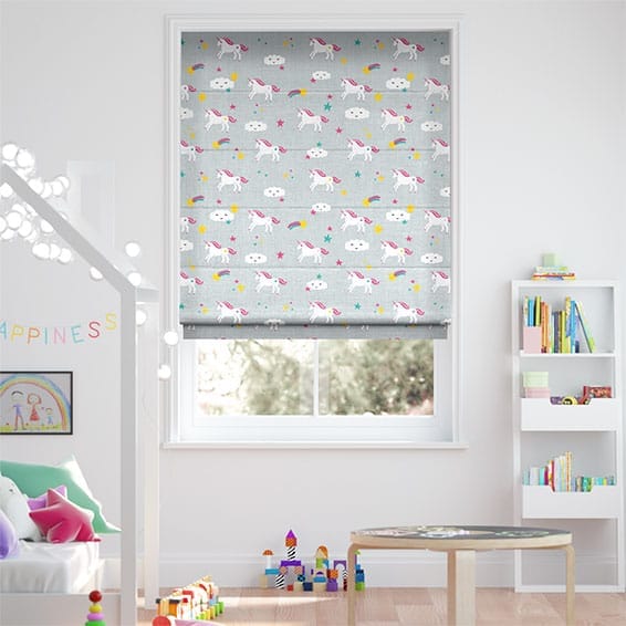 Unicorn Dreams Grey Roman Blind