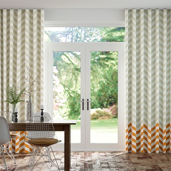 S-Fold Vector Border Tangerine Curtains