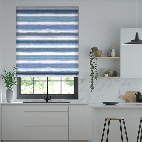 Watercolour Stripe Blue Roman Blind