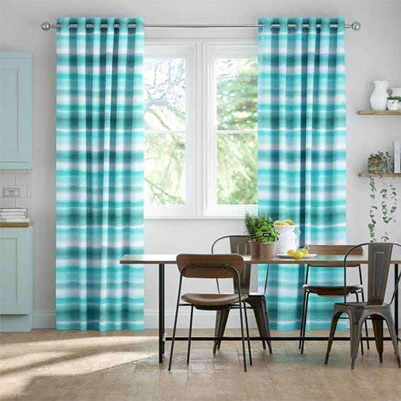 Watercolour Stripe Teal Curtains