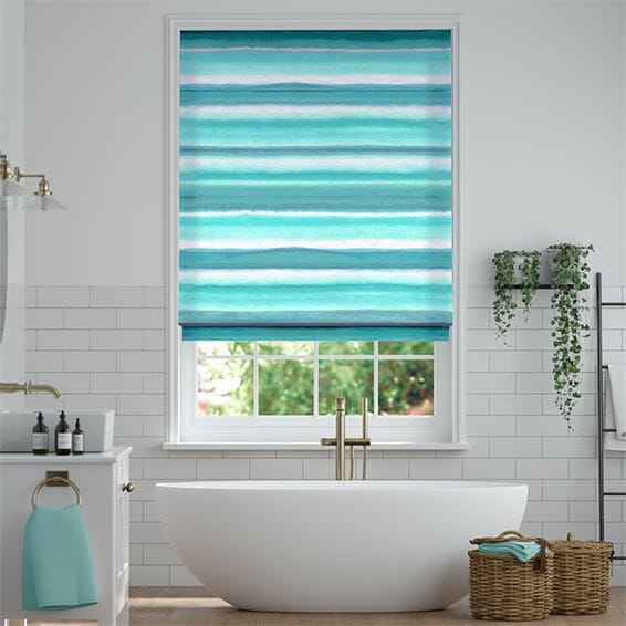 Watercolour Stripe Teal Roman Blind