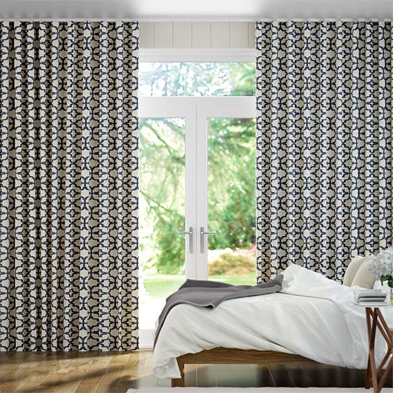 S-Fold Lattice Navy Blue Curtains