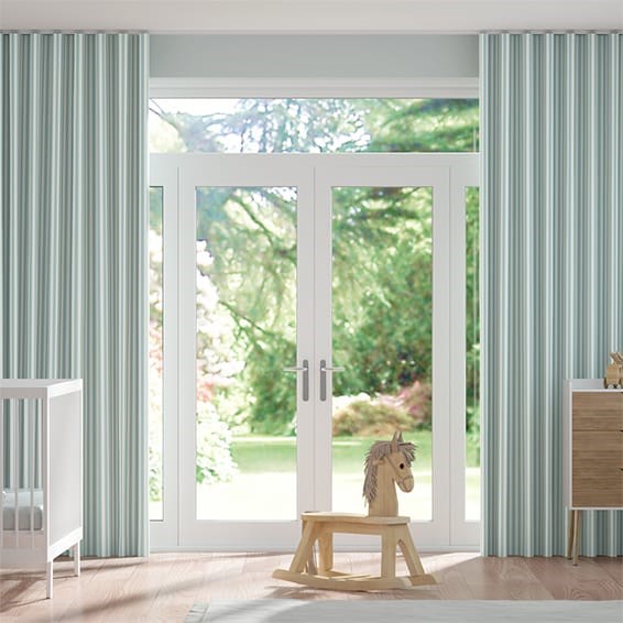 S-Fold Tiger Stripe Aqua Curtains