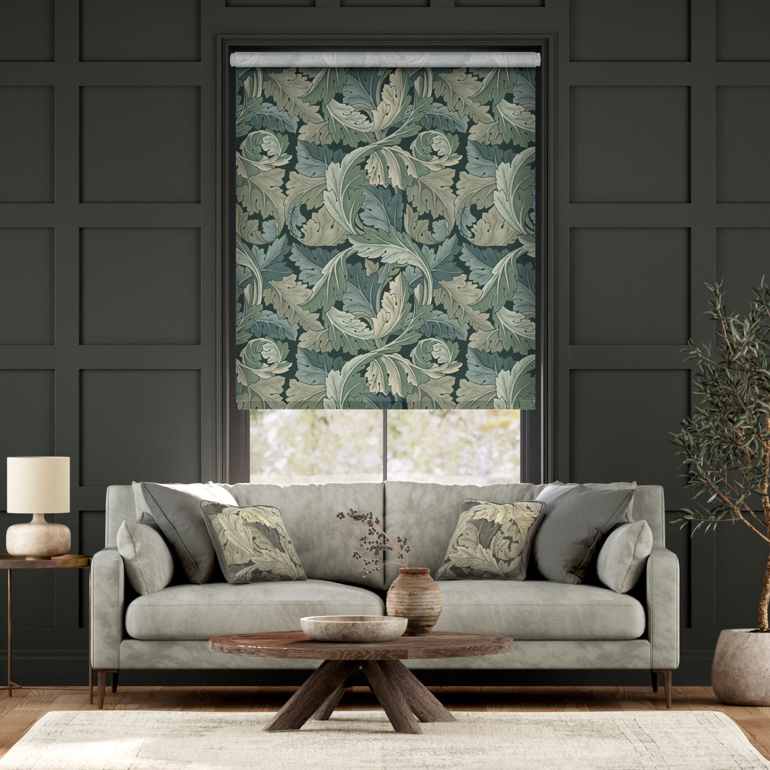 William Morris Acanthus Velvet Forest Roller Blind