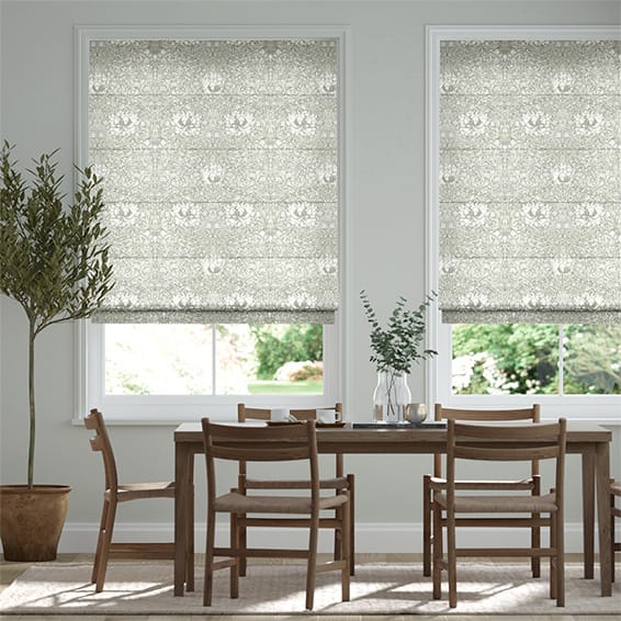 William Morris Honeysuckle and Tulip Natural Grey Roman Blind