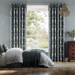 William Morris Honeysuckle and Tulip Velvet Grey Blue Curtains thumbnail image