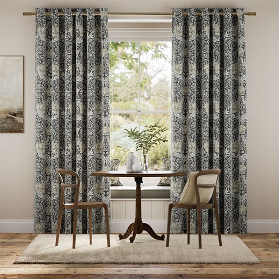 William Morris Honeysuckle and Tulip Velvet Gunmetal Curtains