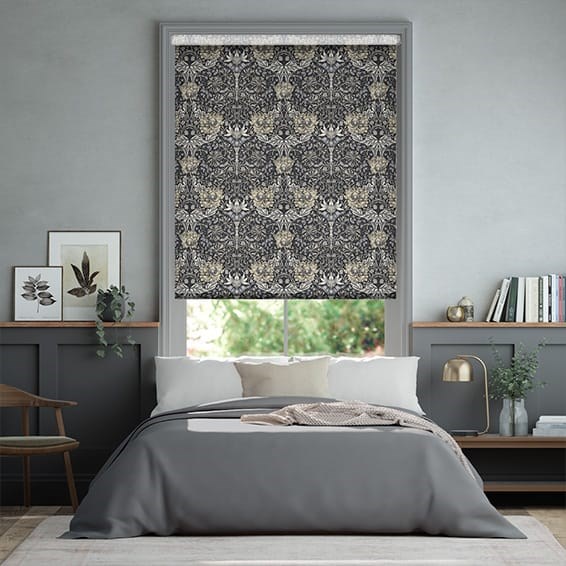 William Morris Honeysuckle and Tulip Velvet Gunmetal Roller Blind