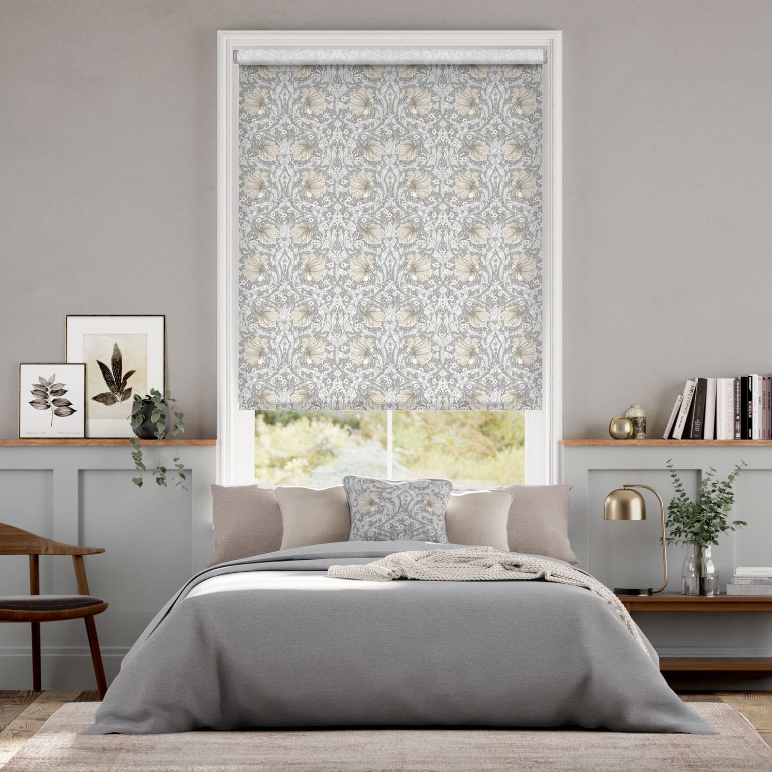 William Morris Pimpernel Dove Grey Roller Blind