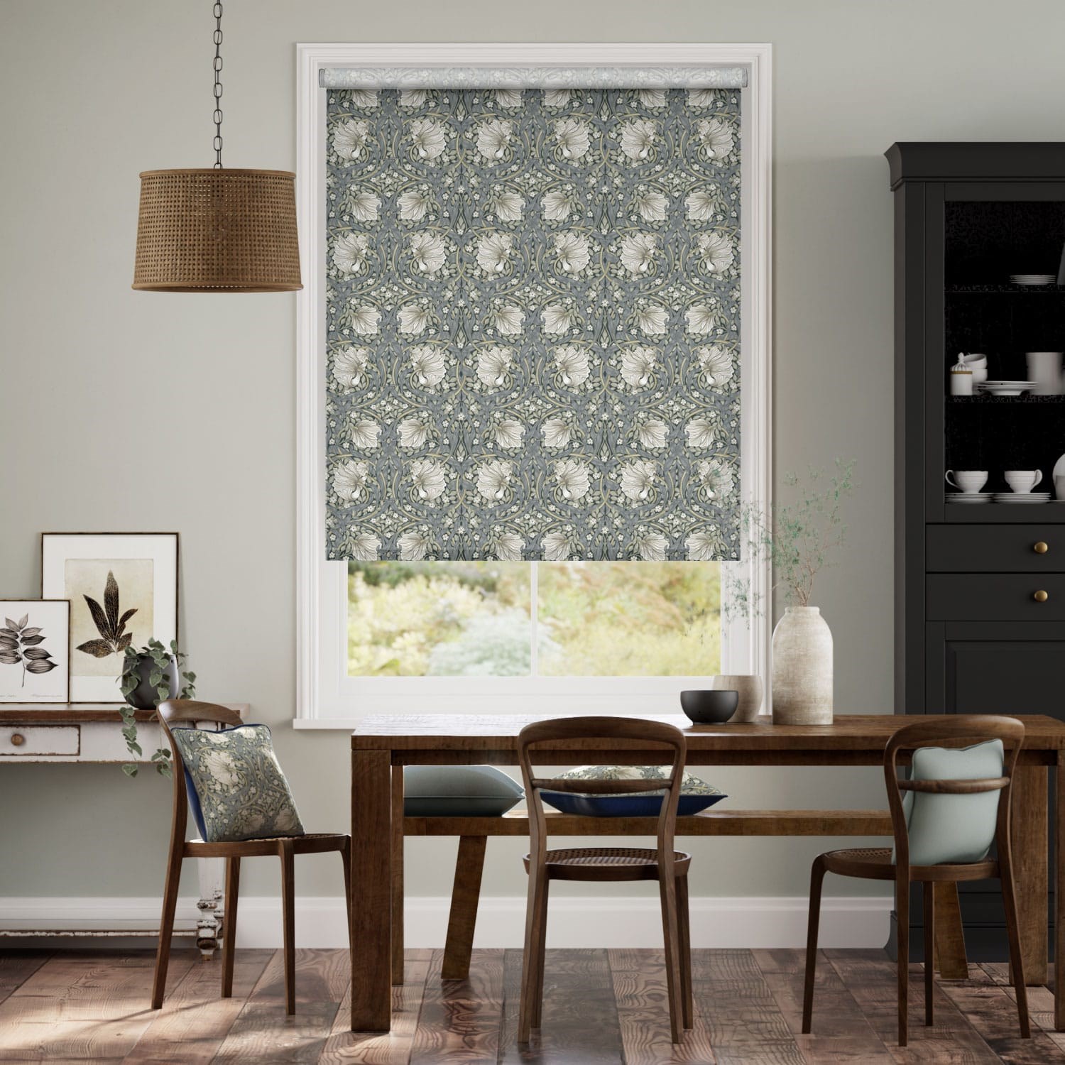 William Morris Pimpernel French Grey Roller Blind