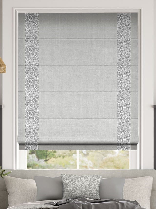 William Morris Willow Steeple Grey & Bijou Linen Dove Grey Roman Blind thumbnail image