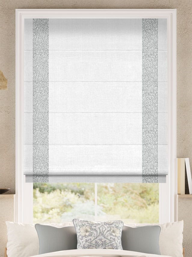 William Morris Willow Steeple Grey & Bijou Linen White Roman Blind thumbnail image